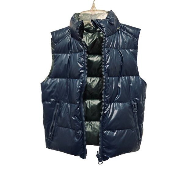 Onekid Size 3 Reversible Puffer Vest Full Zip Pockets Green Blue - Picture 1 of 8